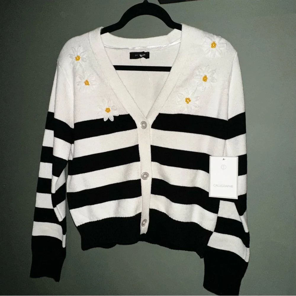 NWT Calligraphie by Anthropologie Cardigan Daisy 🌼 Women’s Sz M